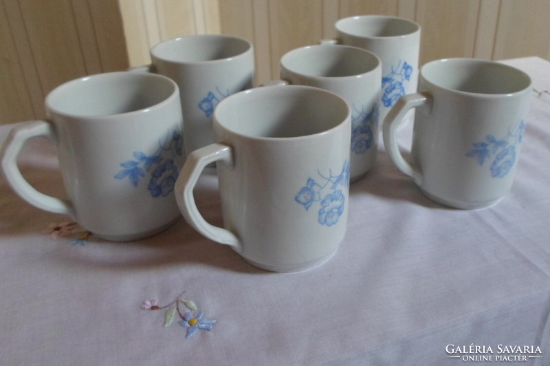 Kőbánya porcelain factory, blue floral / pink porcelain mug (kp) 2.