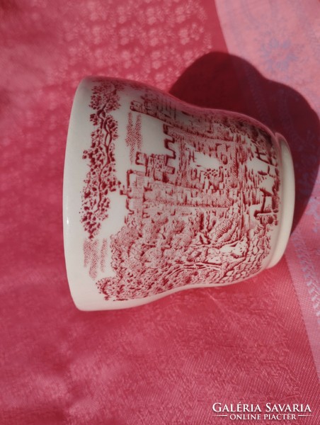 Jelenetes angol porcelán, fül nélküli csésze