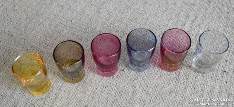 Üveg pohár 6 db. színes , rövid ital , stampó , stampedli
