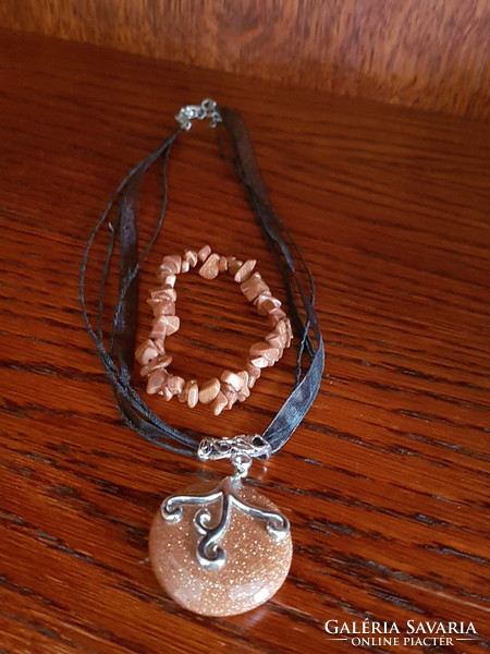 Sunstone necklace + bracelet