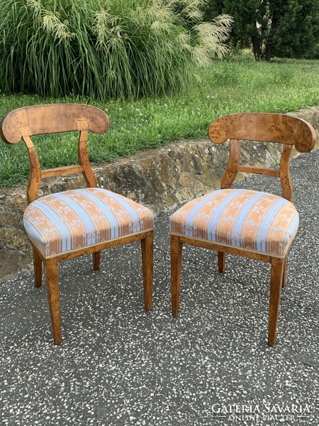 Pair of antique Biedermeier kidney-backed chairs