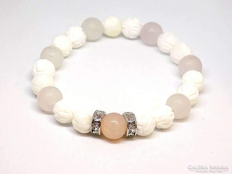 Rose quartz stone mineral bracelet (zal-bi43686)