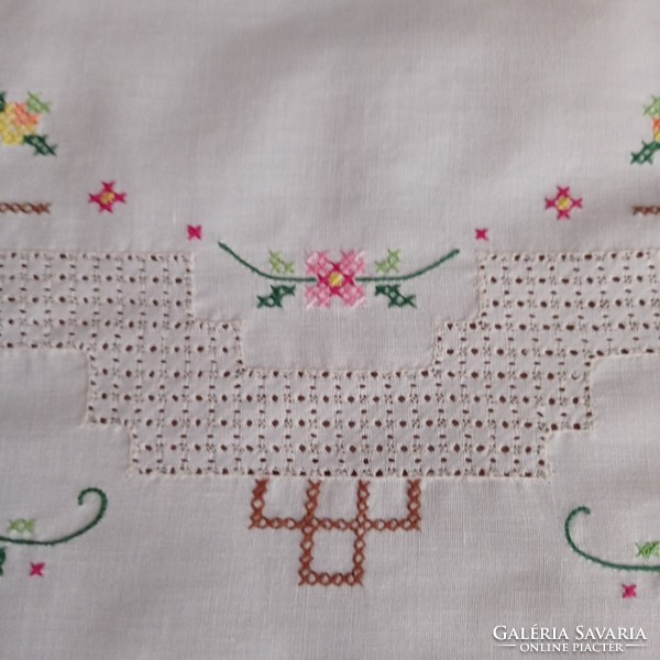 Antique, hand-embroidered cotton tablecloth, 85 x 85 cm