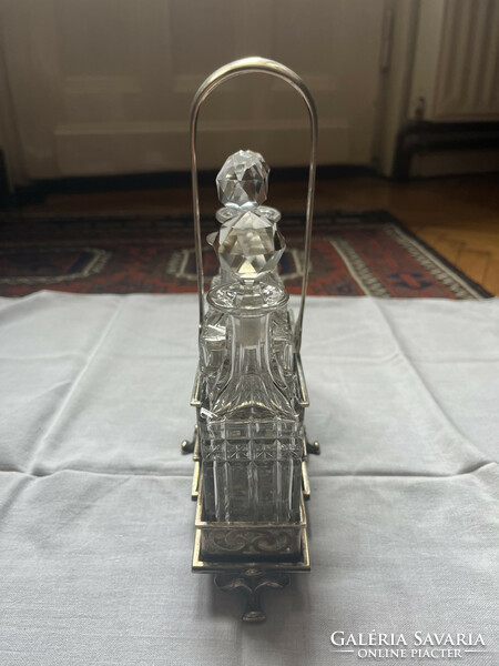 Silver Art Nouveau four-glass vinegar holder