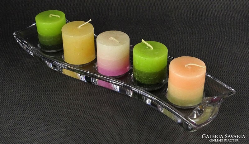 1O197 marked villeroy & boch glass candle holder with candles