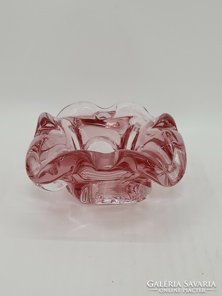 Thick pink glass ashtray