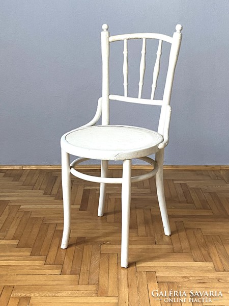 Antique thonet coffee house chair painted white without markings