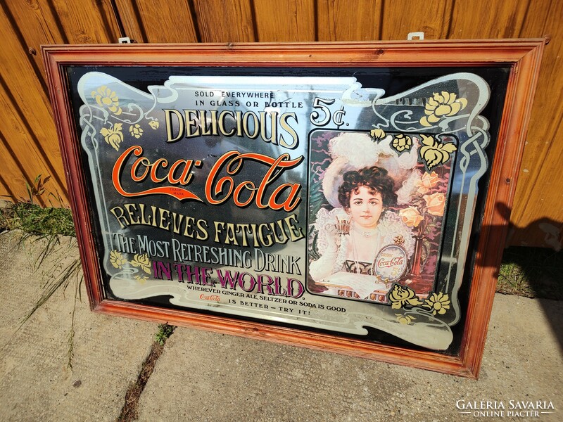Nagyméretü coca-cola reklámtábla , üvegre festett