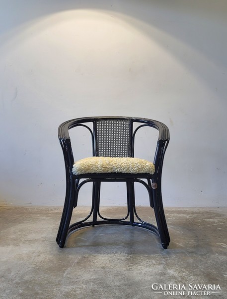 Vintage Italian marked mcm rattan armchair