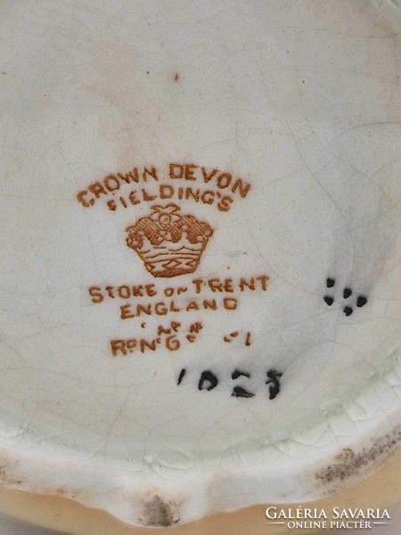 Antik angol crown devon fieldings kerámia cukortartó 9cm