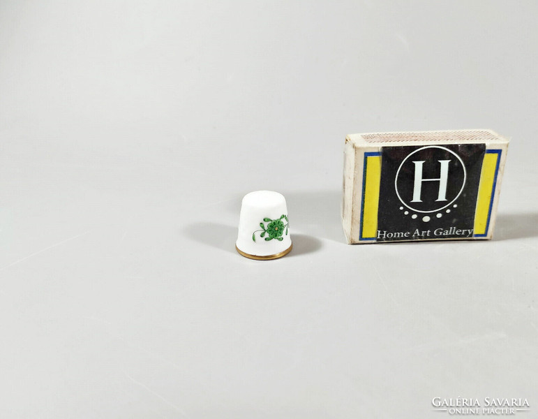 Herend, green Appony pattern thimble, hand-painted porcelain 2.0 Cm, flawless! (Bt018)