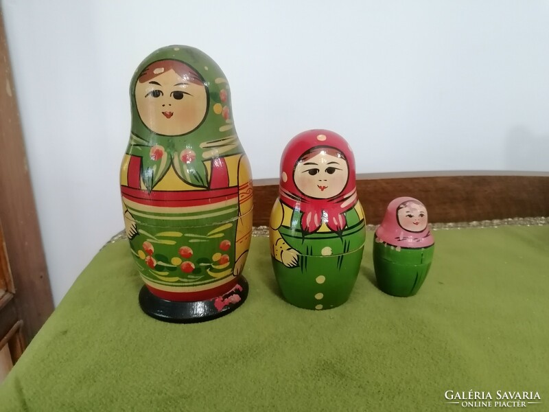Russian matryoshka doll, wooden toy, 3 parts