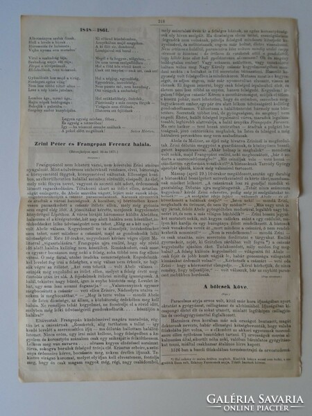 S0601 Gróf Teleki László halálhíre, Jókai Mór cikke - fametszet és cikk-1861-es újság címlapja