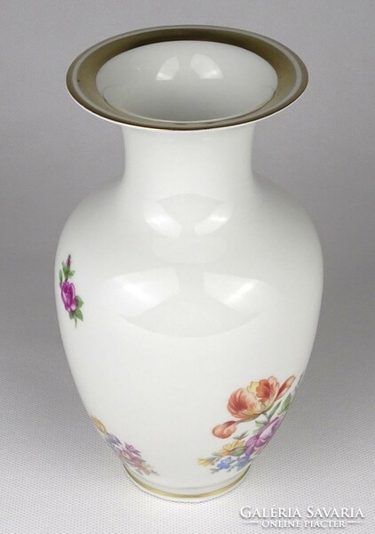 1M272 marked gilded porcelain vase flower vase with flower decoration 18.5 Cm