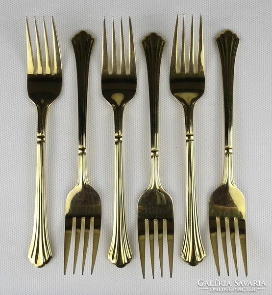 1O397 marked gold-plated cutlery set fork set 6 pieces