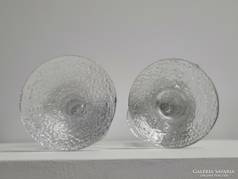 2 db Iittala finn jégüveg gyertyatartó 4 és 5 gyűrűs-Festivo design by Timo Sarpaneva