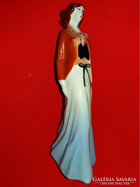 Régi Török János formatervű gyönyörű Art deco ritka porcelán hölgy figura a képek szerint 20 cm