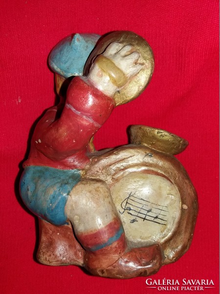 Antique cc 120 year old painted ceramic sitting musical clown figure according to the pictures 15 cm