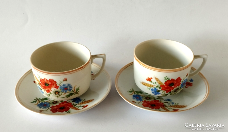 Old poppy Zsolnay porcelain tea cup set