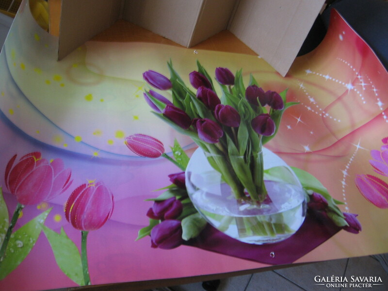 Kétoldalas nagy műanyag falvédő tulipános és kávézós