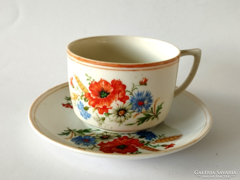 Old poppy Zsolnay porcelain tea cup set