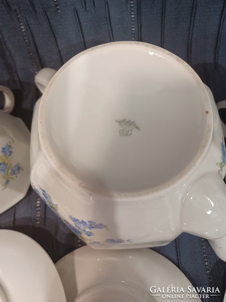 Kőbányai porcelán , nefelejcs mintás teás készlet