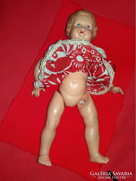 Antik MINERVA celluloid játék baba eredeti ruhájában a képek szerint