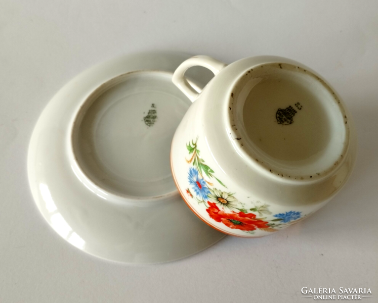 Old poppy Zsolnay porcelain tea cup set