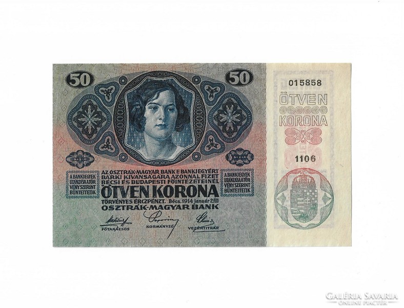50 korona 1914. Osztrák bélyegzés.