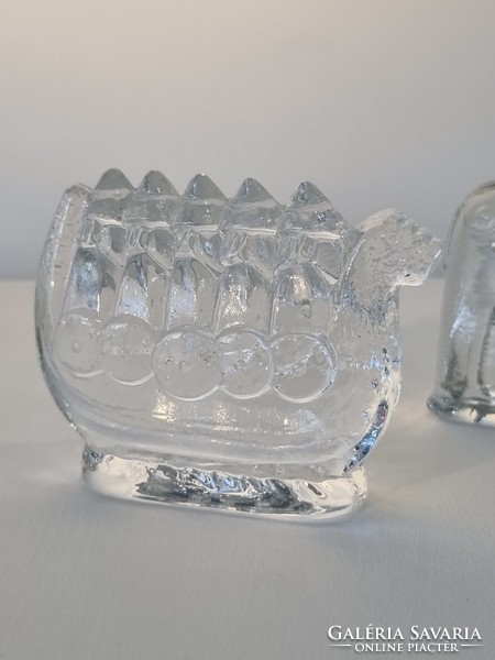 Lindshammar Swedish ice glass sculpture, viking ship