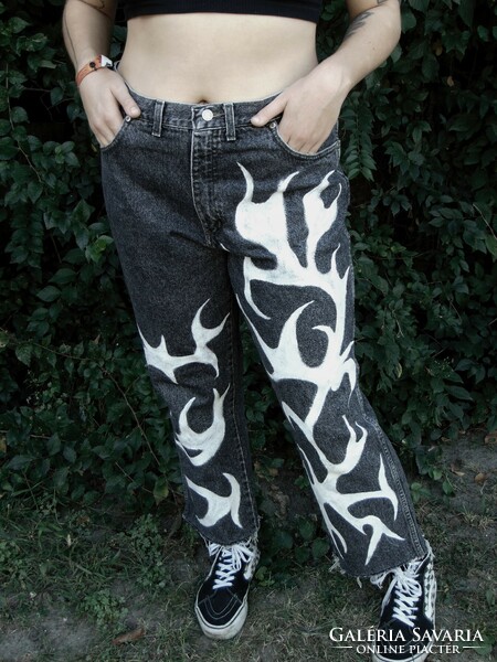 Hand painted vintage jeans