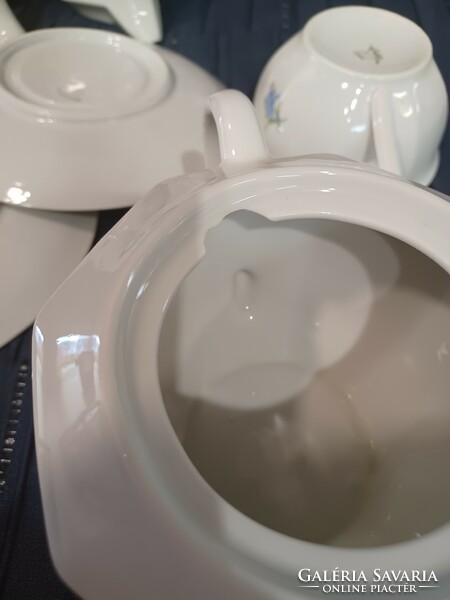 Kőbánya porcelain, forget-me-not tea set