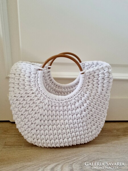 White new large women's crocheted bag also as a handmade gift