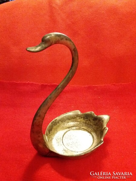 Antique Pearl Inlaid Swan Figurine Copper Bowl Table Shelf Decoration / Candle Holder As Pictures
