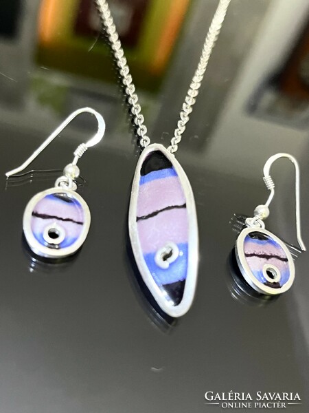 Beautiful silver necklace and earring pair set