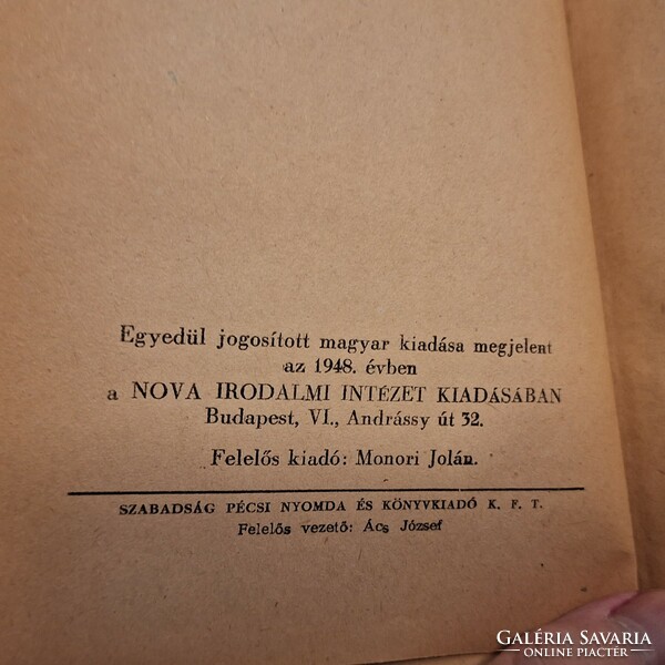 1948 első kiadás NOVA -ERSKINE CALDWELL: TOBACCO ROAD (DOHÁNYFÖLDEK)