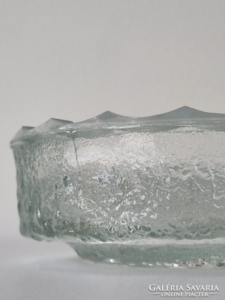 Mid-century modern öntött jégüveg  hamutartó / asztaldísz- súlyos darab