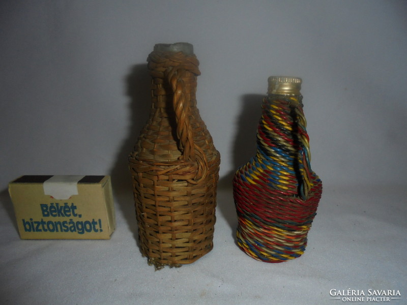 Retro woven small glass bottle - two pieces together