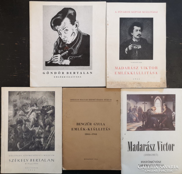 Exhibition catalogs Viktor Madarász, Gyula Benczúr, Bertalan Székely, Bertalan Göndör (5 pieces)