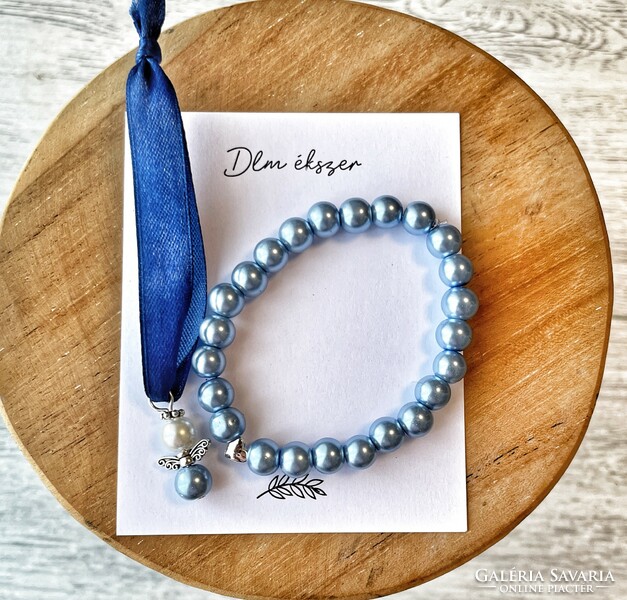 Blue tekla bracelet and angel pendant set