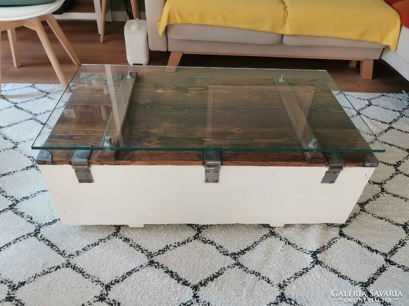 Unique handcrafted coffee table from an old military chest