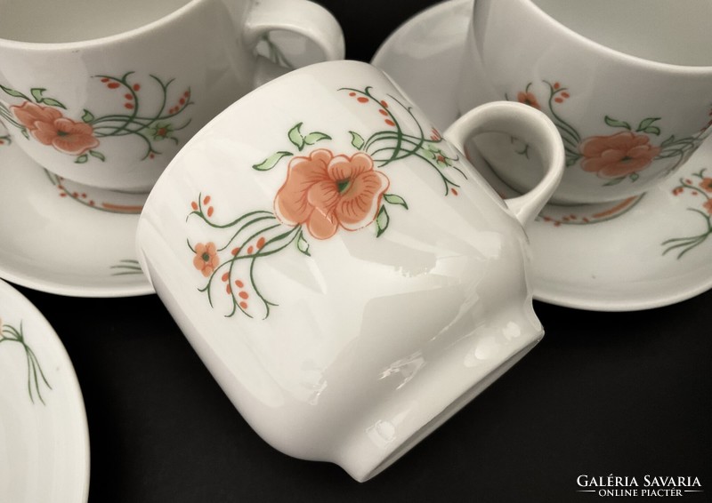 Alföldi display case, a rare tendril pink floral coffee set with spout in bella style
