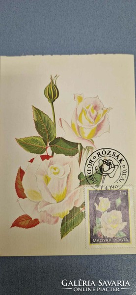 Postcard, 1982 iv.30. With Budapest stamp, roses, pascal, 1 ft stamp.