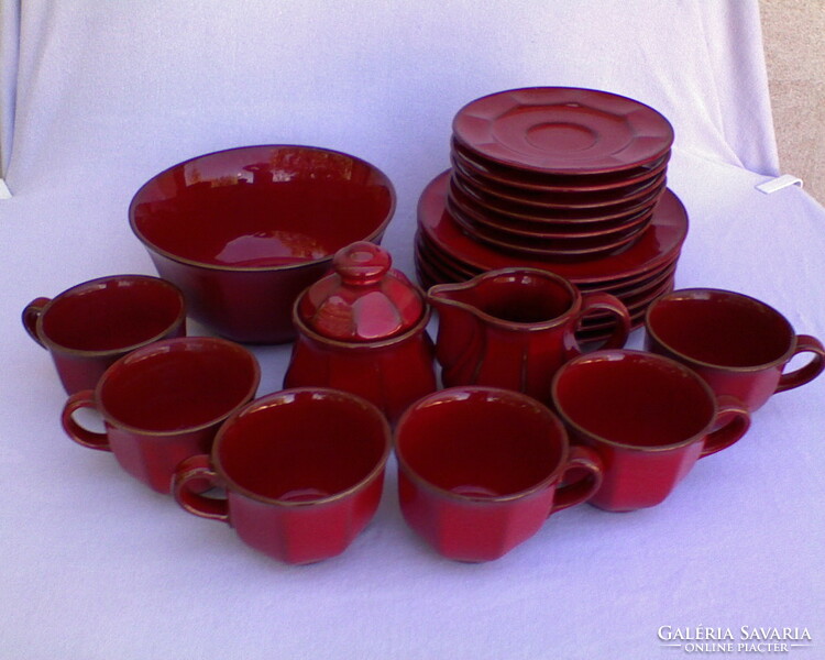 Burgundy ceramic coffee set 22 pcs