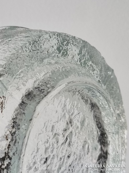 Mid-century modern cast ice glass ashtray / table decoration - heavy piece