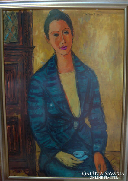 Tibor Vöröss (1911-1999): woman in blue dress