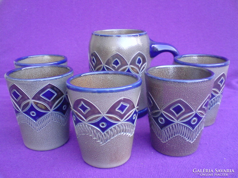 Set of six ceramic wines