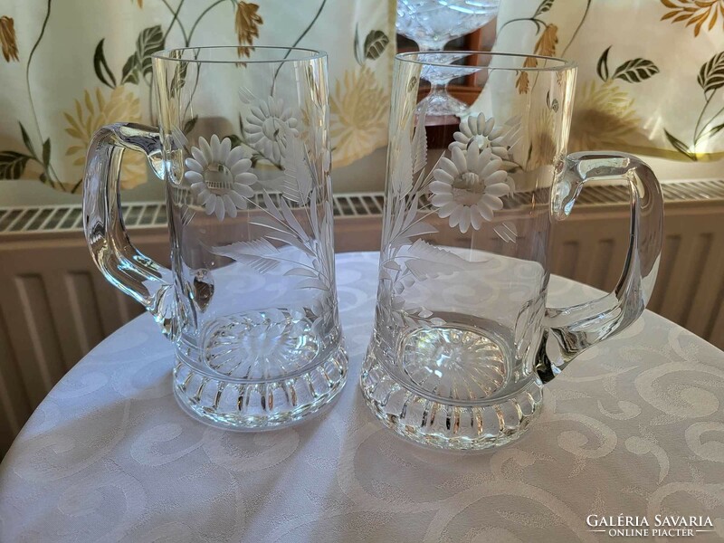 Polished glass beer cups, 2 pieces