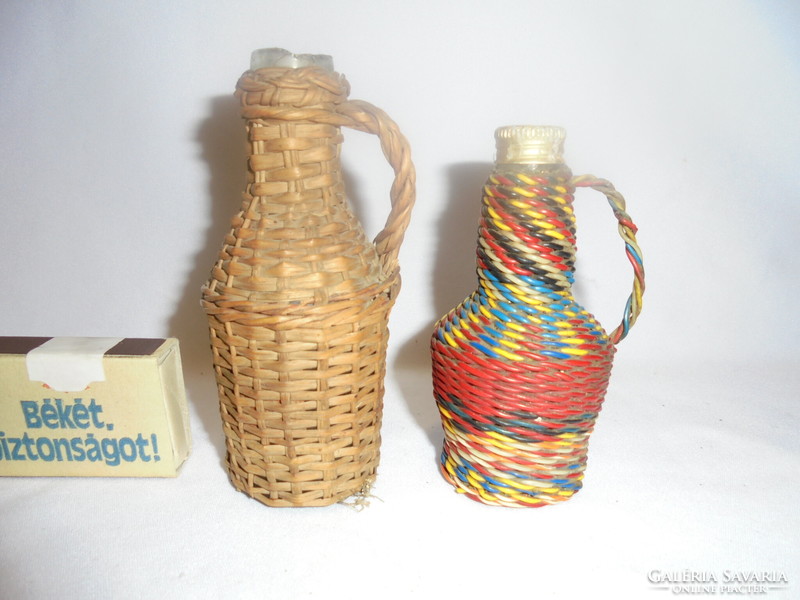 Retro woven small glass bottle - two pieces together