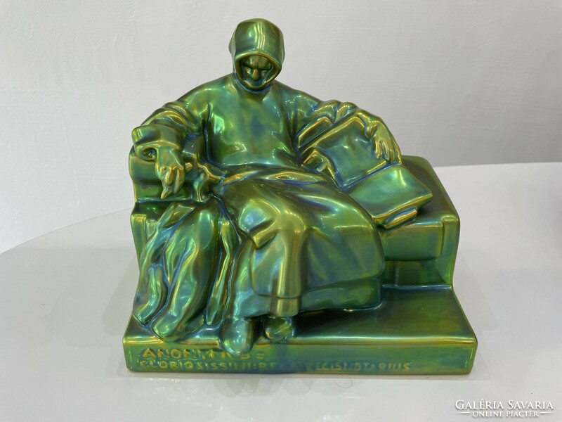 Zsolnay Anonymus szobor figura eozin közepes méret Ligeti Miklós